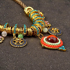 Colorful Beads Crystal Flower Necklace