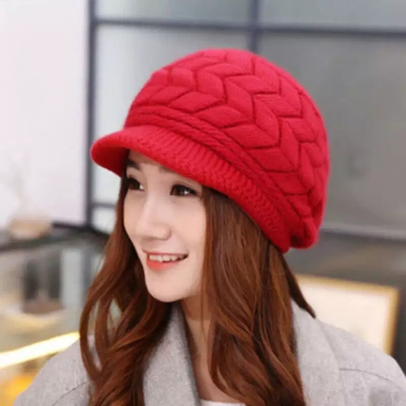 Beret Woolen Warm Cap Red