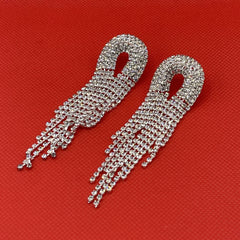 Short Tussel Rhinestone Earrings