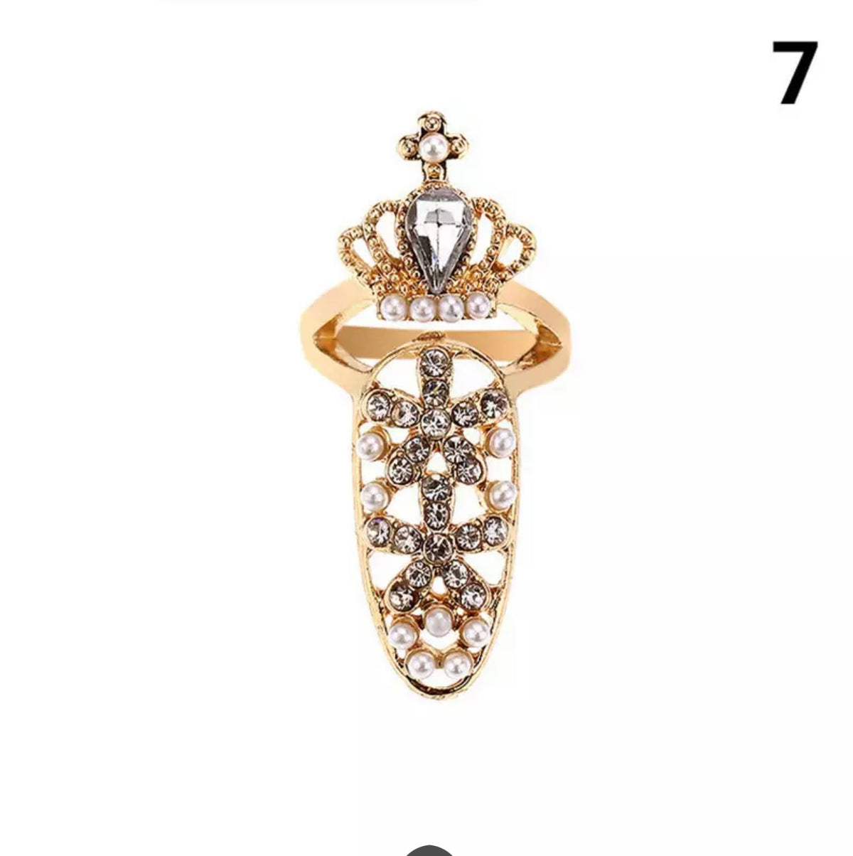 Pearl Rhine stone Nail Ring