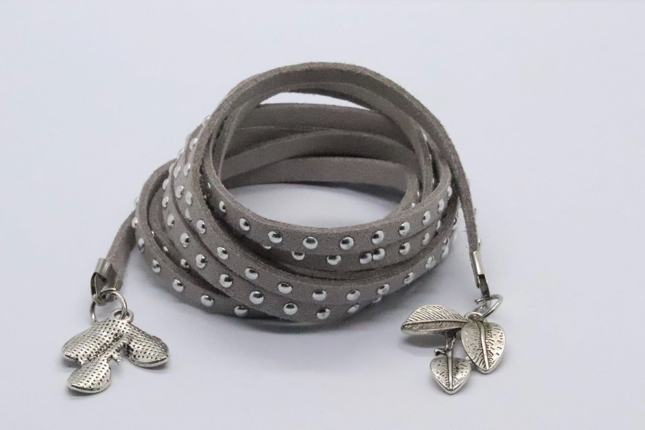 Grey with Pearl Waist Cord Belt