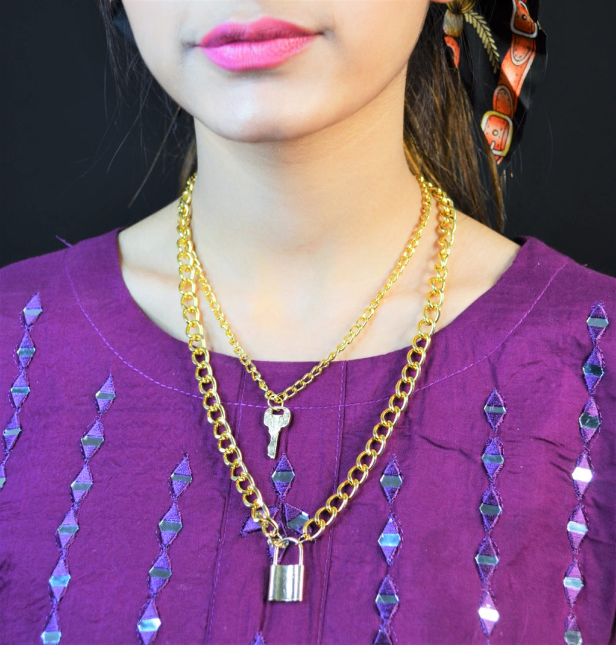 Lock & Key Multi Layer Chain