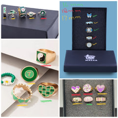 Set Of Green Enamel Ring
