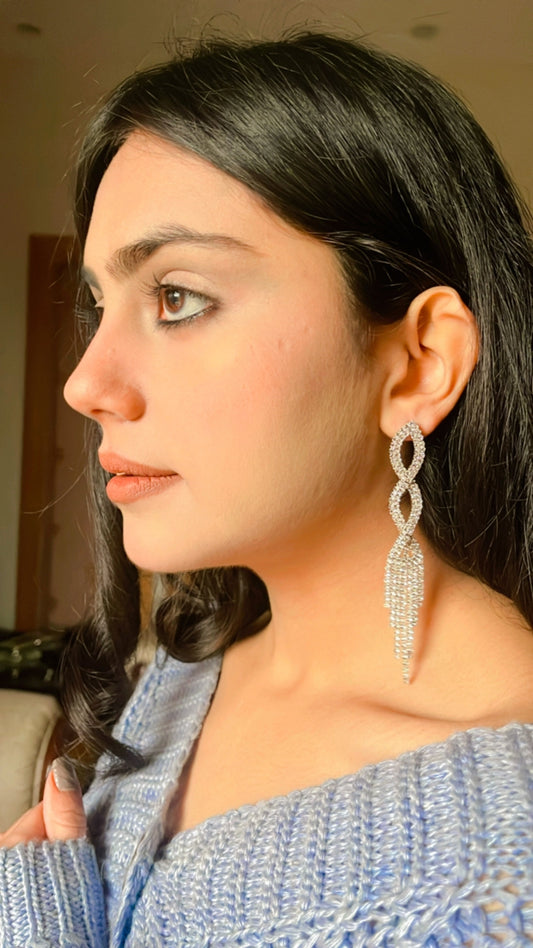 Rounded Tussel Rhinestone Earings