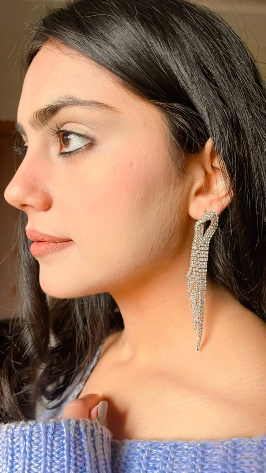 Stylish Tussel Rhinestone Earrings