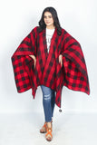 Red Checked Cape Shawl