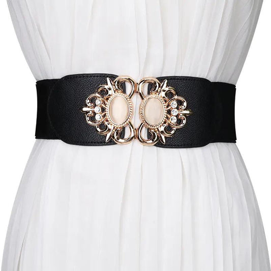 Crown Wide Leather Elastic Belt