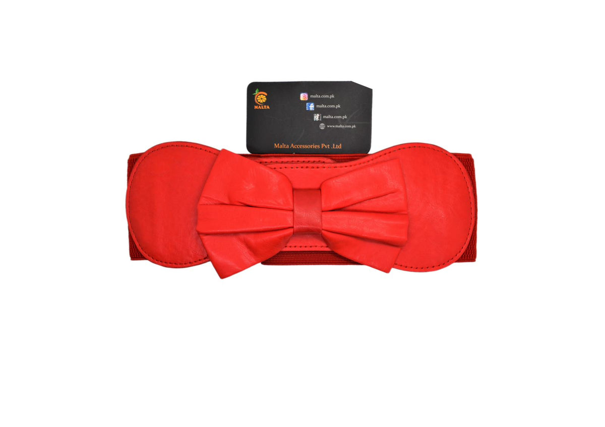 Women Girls Elastic Bow Design Waist Belt Dress Decorations