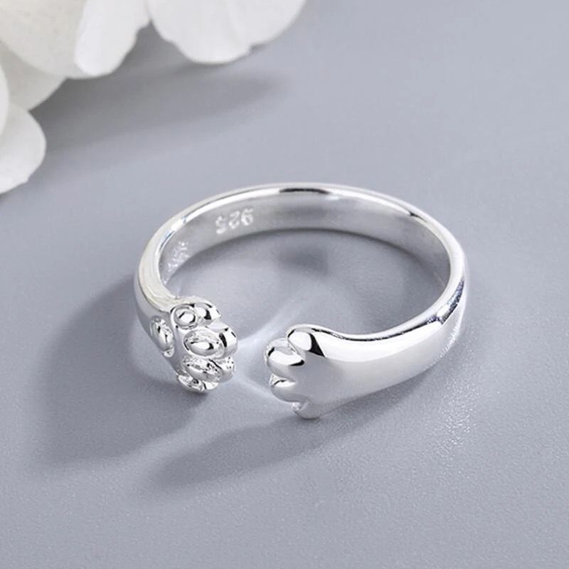 set of four  cat paw rings