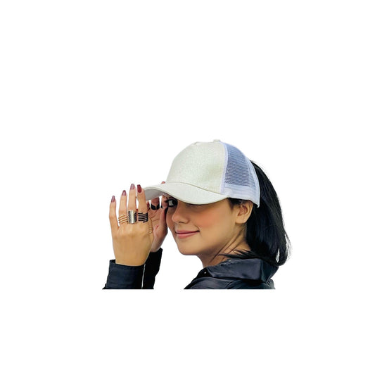 Glitter Ponytail Baseball Cap With Women Snapback Summer Mesh Hat