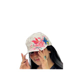 Butterflies Flower Embroidery Cap Girl