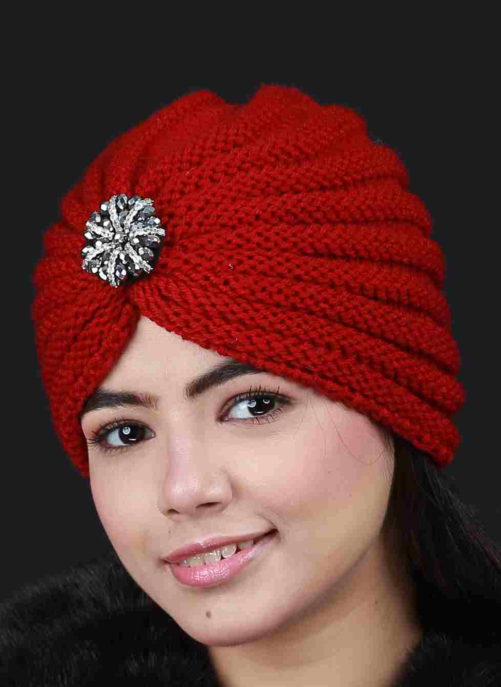 Woolen Turban cap(red color)