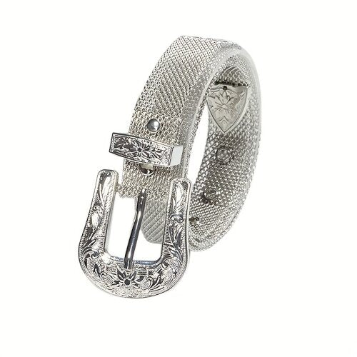 Carved Buckle Punk Metal Belt  For Pants Jeans