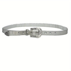 Carved Buckle Punk Metal Belt  For Pants Jeans