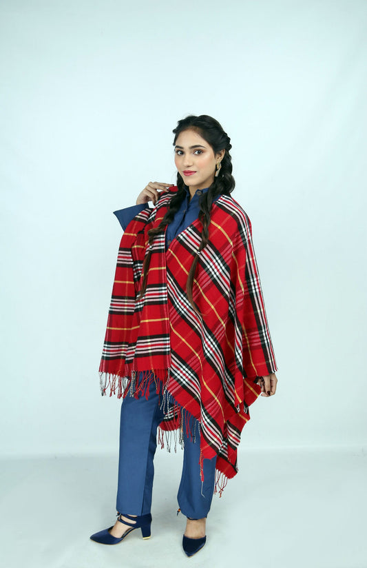 Woolen Multi Line-Cape Shawl