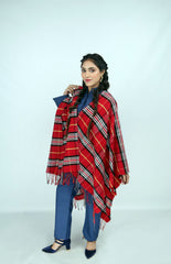 Woolen Multi Line-Cape Shawl